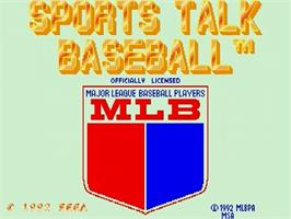 Title screen of Sports Talk Baseball on the Sega Genesis.