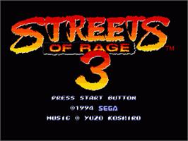 Title screen of Streets of Rage 3 on the Sega Genesis.