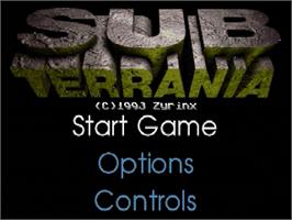 Title screen of Sub-Terrania on the Sega Genesis.