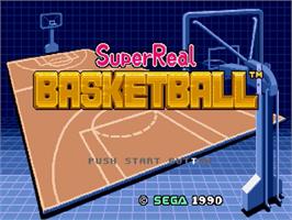 Title screen of Super Real Basketball on the Sega Genesis.