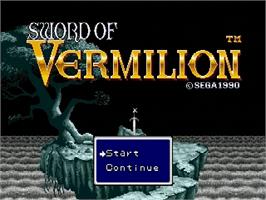 Title screen of Sword of Vermilion on the Sega Genesis.