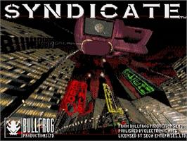 Title screen of Syndicate on the Sega Genesis.