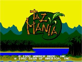 Title screen of Taz-Mania on the Sega Genesis.