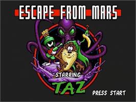 Title screen of Taz in Escape from Mars on the Sega Genesis.
