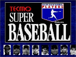 Title screen of Tecmo Super Baseball on the Sega Genesis.