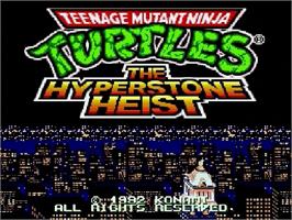 Title screen of Teenage Mutant Ninja Turtles: The HyperStone Heist on the Sega Genesis.