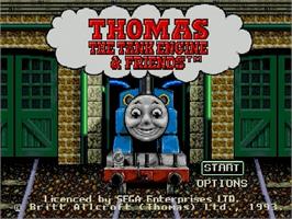 Title screen of Thomas the Tank Engine & Friends on the Sega Genesis.