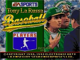 Title screen of Tony La Russa Baseball on the Sega Genesis.