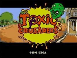 Title screen of Toxic Crusaders on the Sega Genesis.