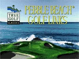 Title screen of True Golf Classics: Pebble Beach Golf Links on the Sega Genesis.