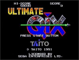 Title screen of Ultimate Qix on the Sega Genesis.