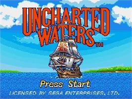 Title screen of Uncharted Waters on the Sega Genesis.