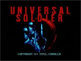 Title screen of Universal Soldier on the Sega Genesis.