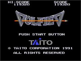 Title screen of Volfied on the Sega Genesis.