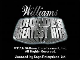 Title screen of Williams Arcade's Greatest Hits on the Sega Genesis.