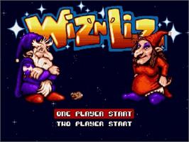 Title screen of Wiz 'n' Liz: The Frantic Wabbit Wescue on the Sega Genesis.