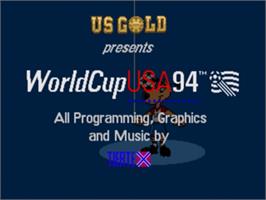 Title screen of World Cup USA '94 on the Sega Genesis.