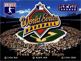 Title screen of World Series Baseball on the Sega Genesis.