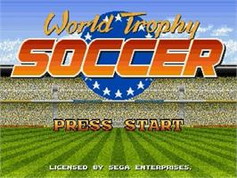 Title screen of World Trophy Soccer on the Sega Genesis.