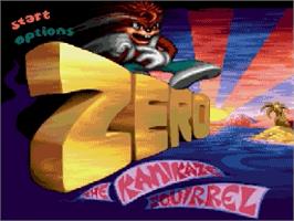 Title screen of Zero the Kamikaze Squirrel on the Sega Genesis.