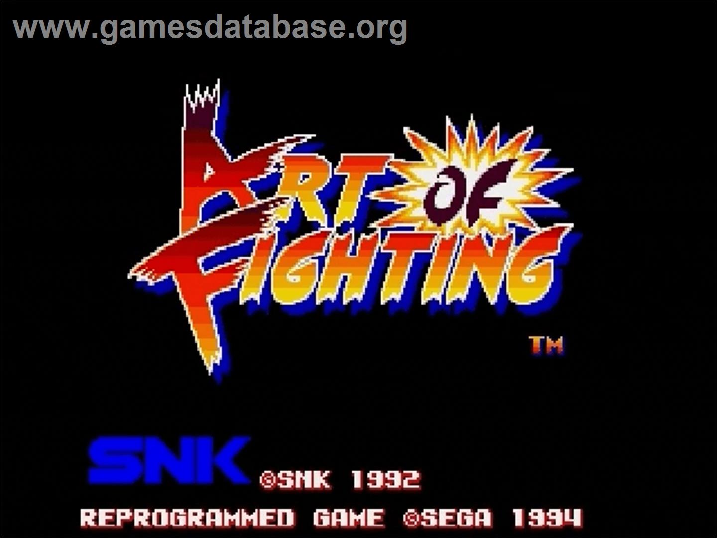 Art of Fighting / Ryuuko no Ken - Sega Genesis - Artwork - Title Screen