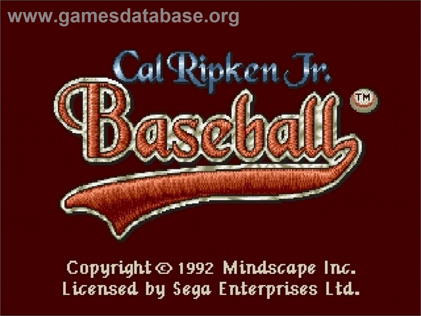 Cal Ripken Jr. Baseball - Sega Genesis - Artwork - Title Screen