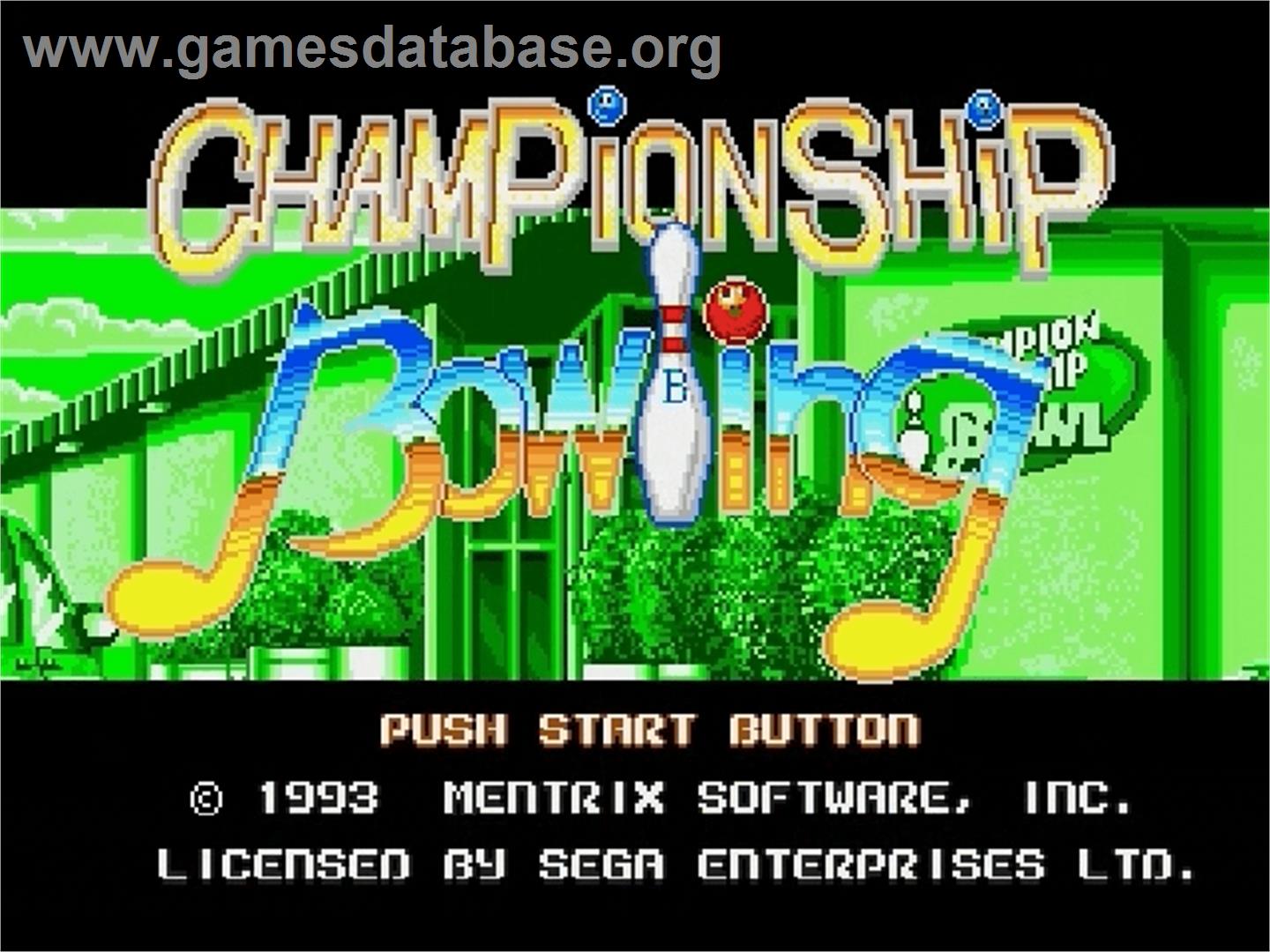 Championship Bowling - Sega Genesis - Artwork - Title Screen