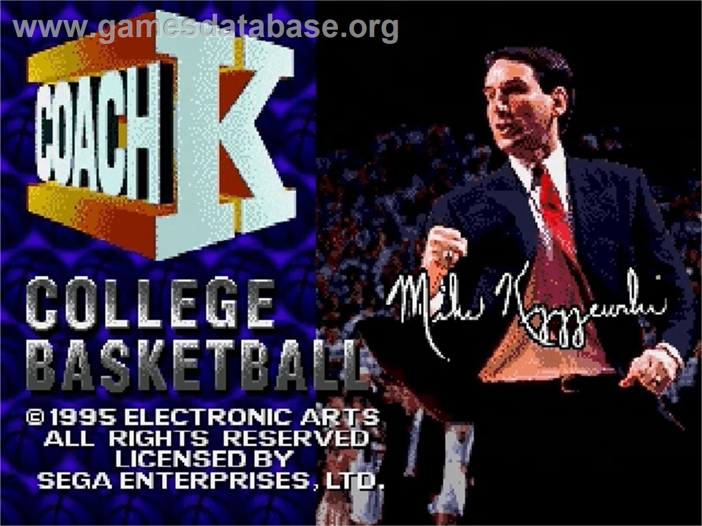 Coach K College Basketball - Sega Genesis - Artwork - Title Screen