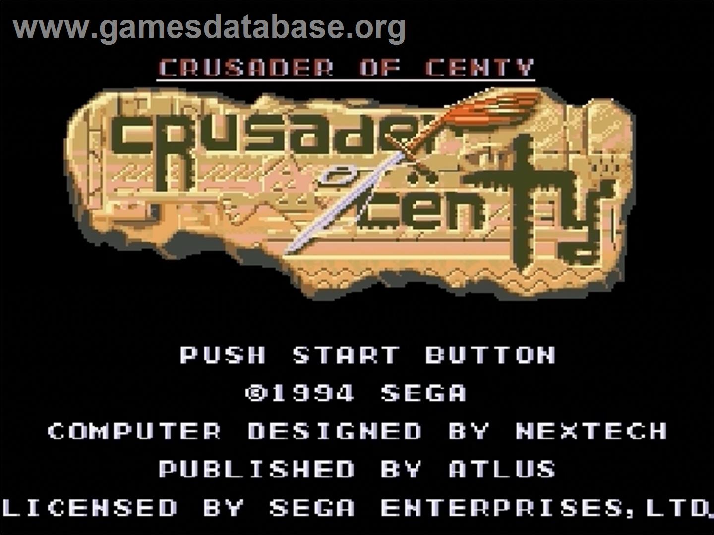 Crusader of Centy - Sega Genesis - Artwork - Title Screen