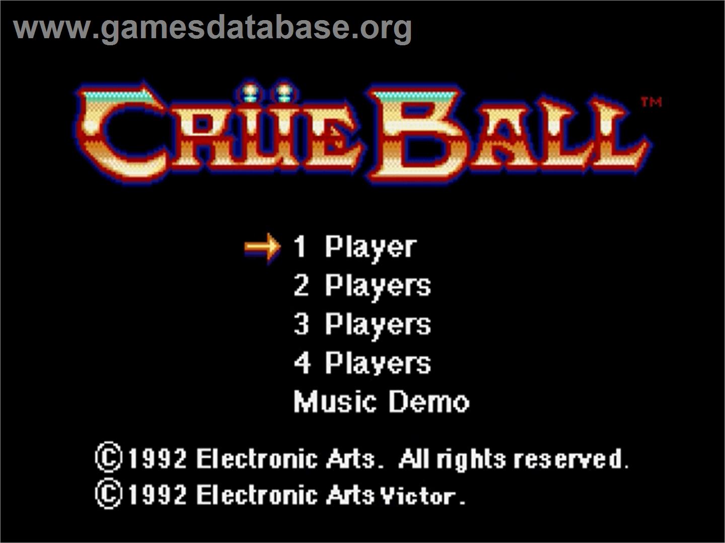 Crüe Ball - Sega Genesis - Artwork - Title Screen