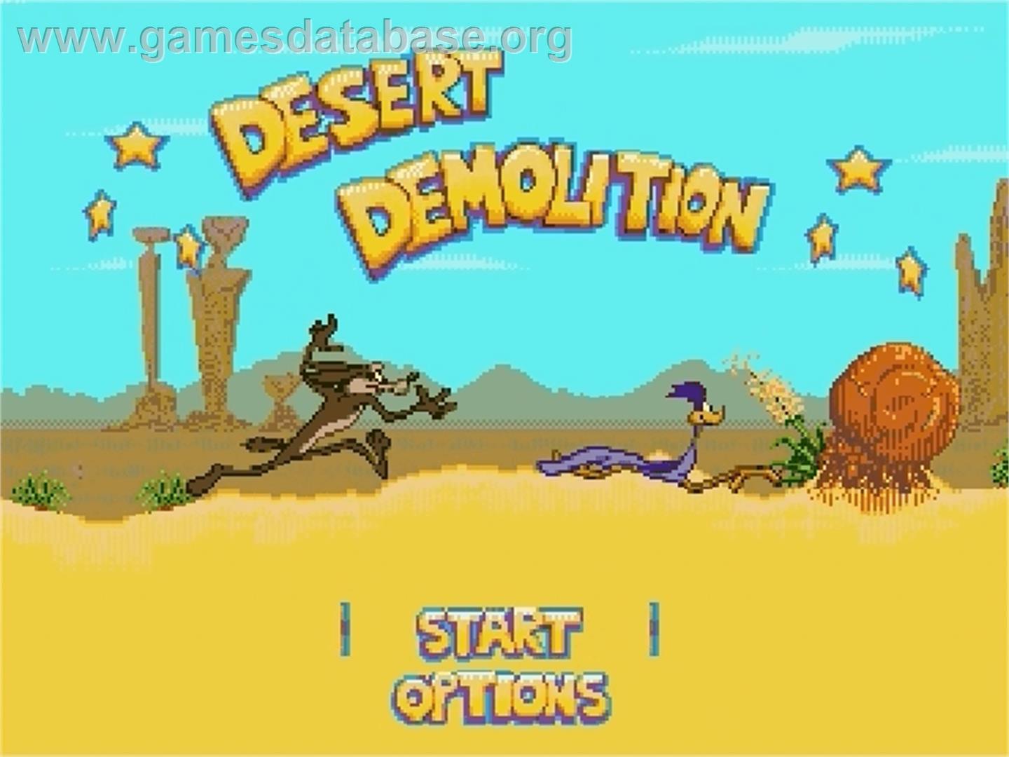 Desert Demolition Starring Road Runner and  Wile E. Coyote - Sega Genesis - Artwork - Title Screen
