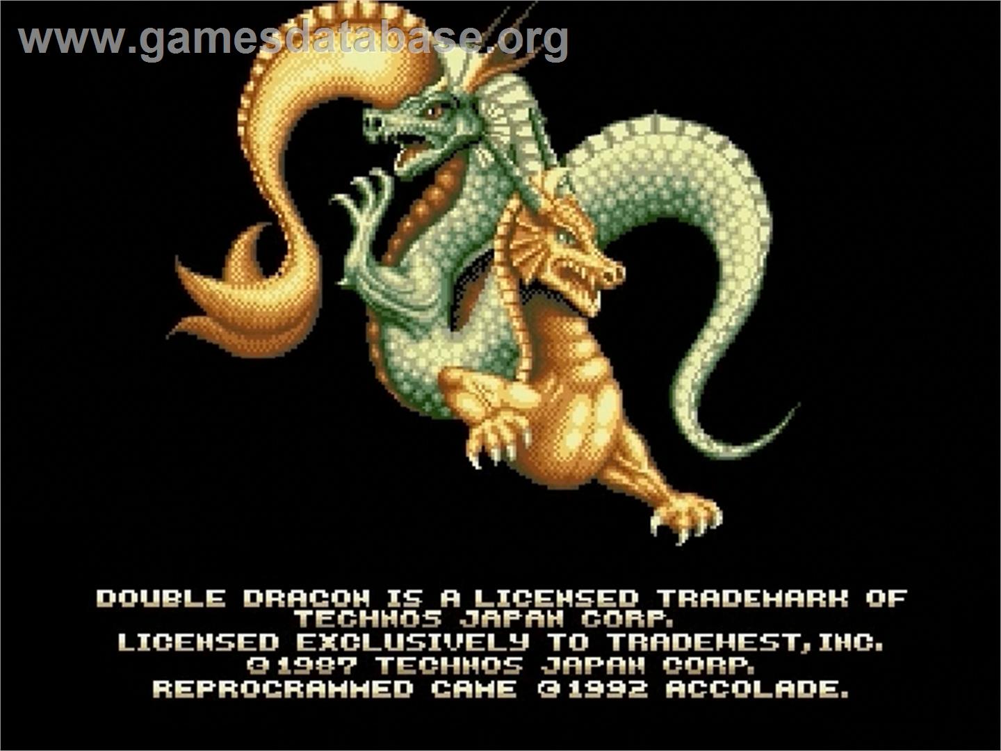 Double Dragon - Sega Genesis - Artwork - Title Screen