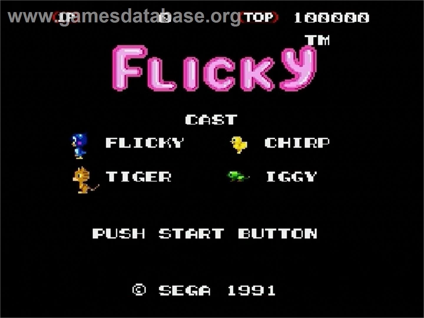 Flicky - Sega Genesis - Artwork - Title Screen