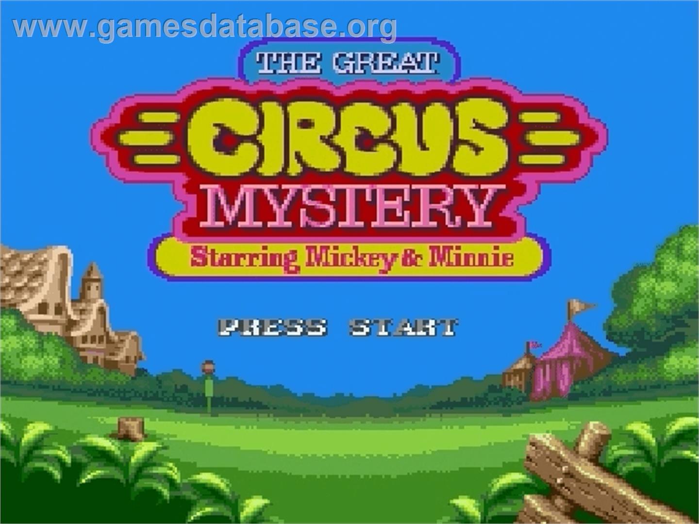 Great Circus Mystery, The - starring Mickey and Minnie Mouse - Sega Genesis - Artwork - Title Screen