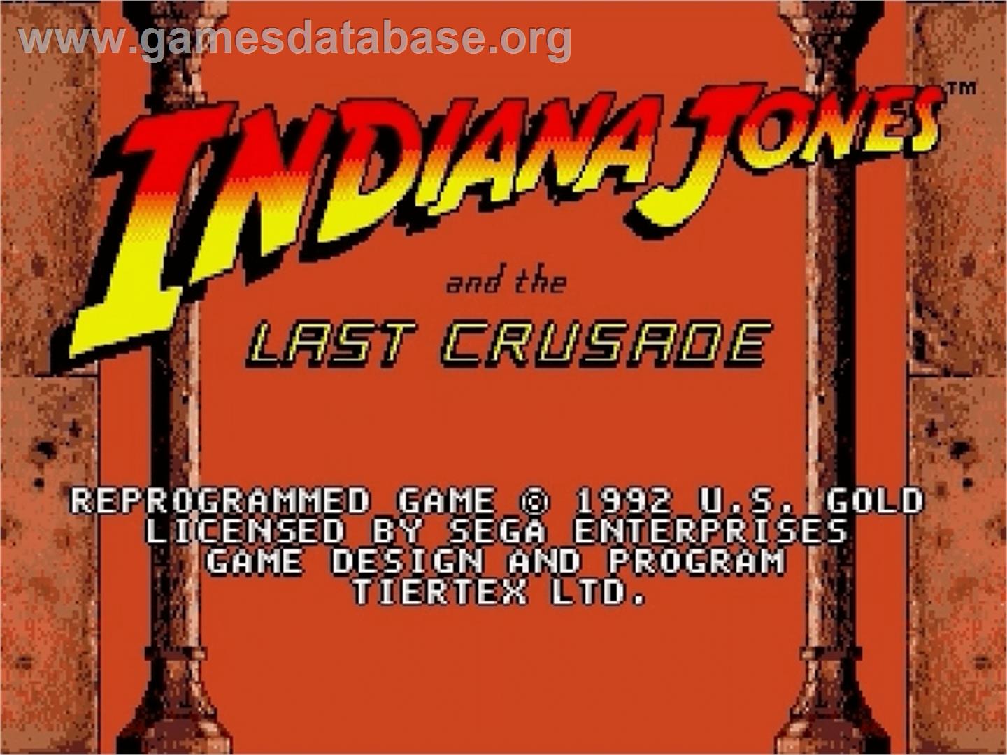 Indiana Jones and the Last Crusade: The Action Game - Sega Genesis - Artwork - Title Screen