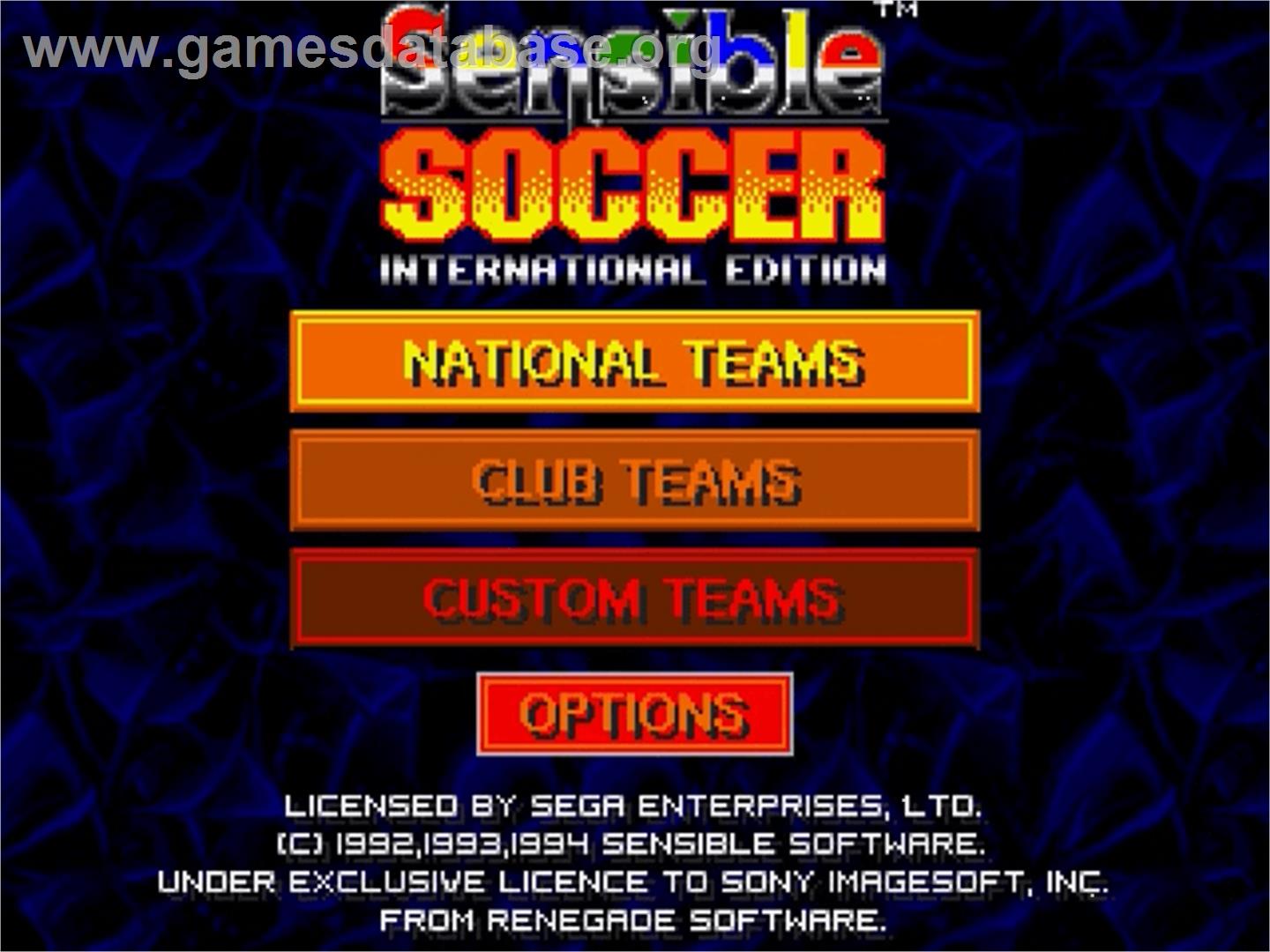 International Sensible Soccer - Sega Genesis - Artwork - Title Screen