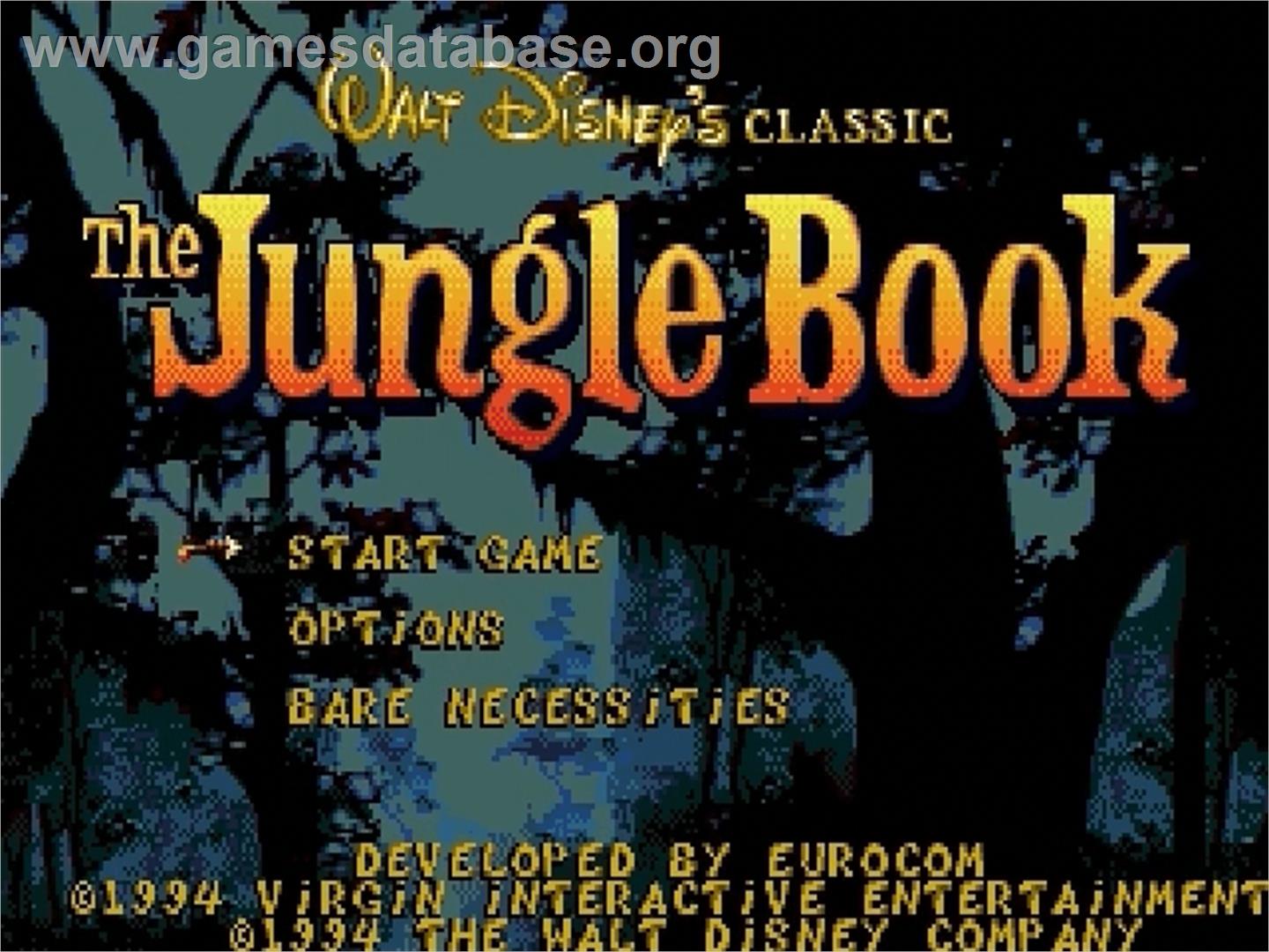 Jungle Book, The - Sega Genesis - Artwork - Title Screen