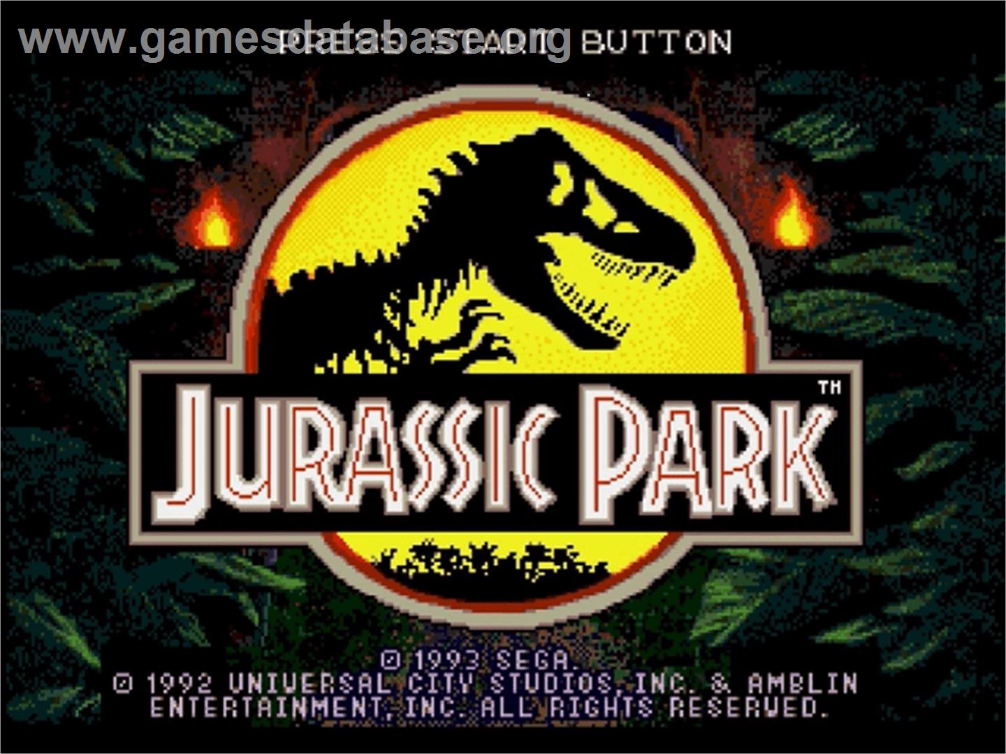 Jurassic Park - Sega Genesis - Artwork - Title Screen