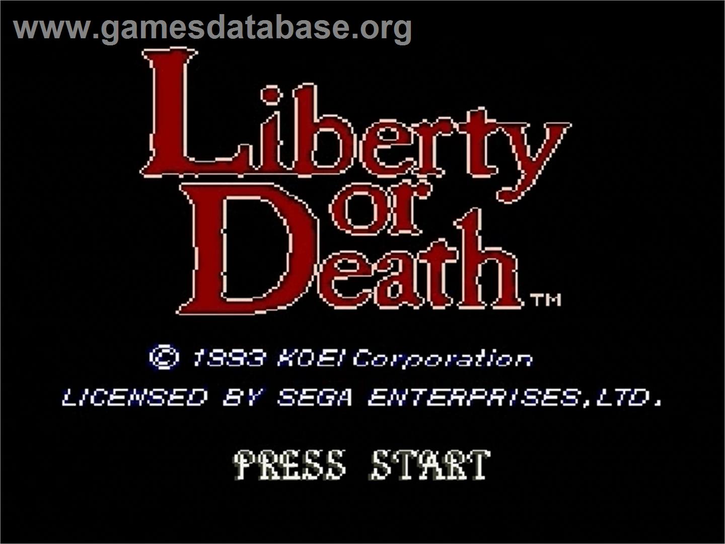 Liberty or Death - Sega Genesis - Artwork - Title Screen