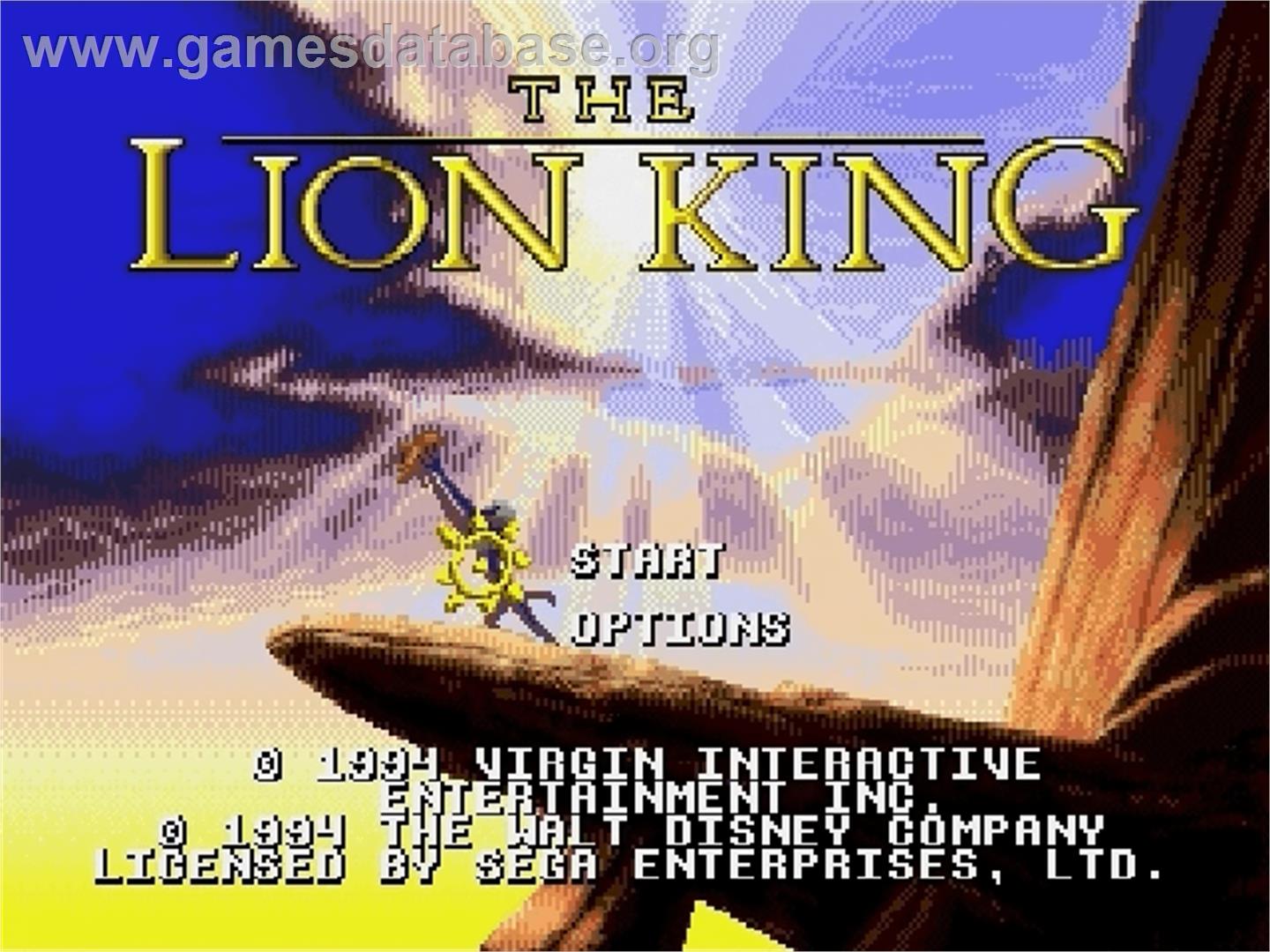Lion King, The - Sega Genesis - Artwork - Title Screen