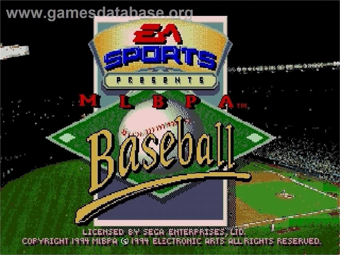 MLBPA Baseball - Sega Genesis - Artwork - Title Screen