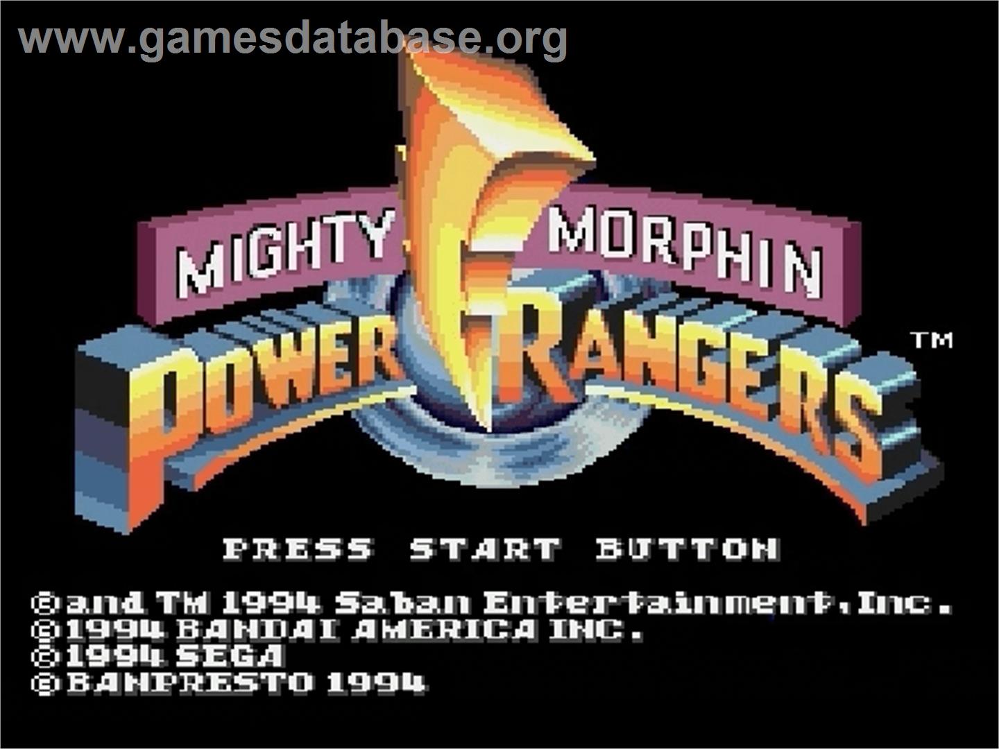 Mighty Morphin Power Rangers - Sega Genesis - Artwork - Title Screen