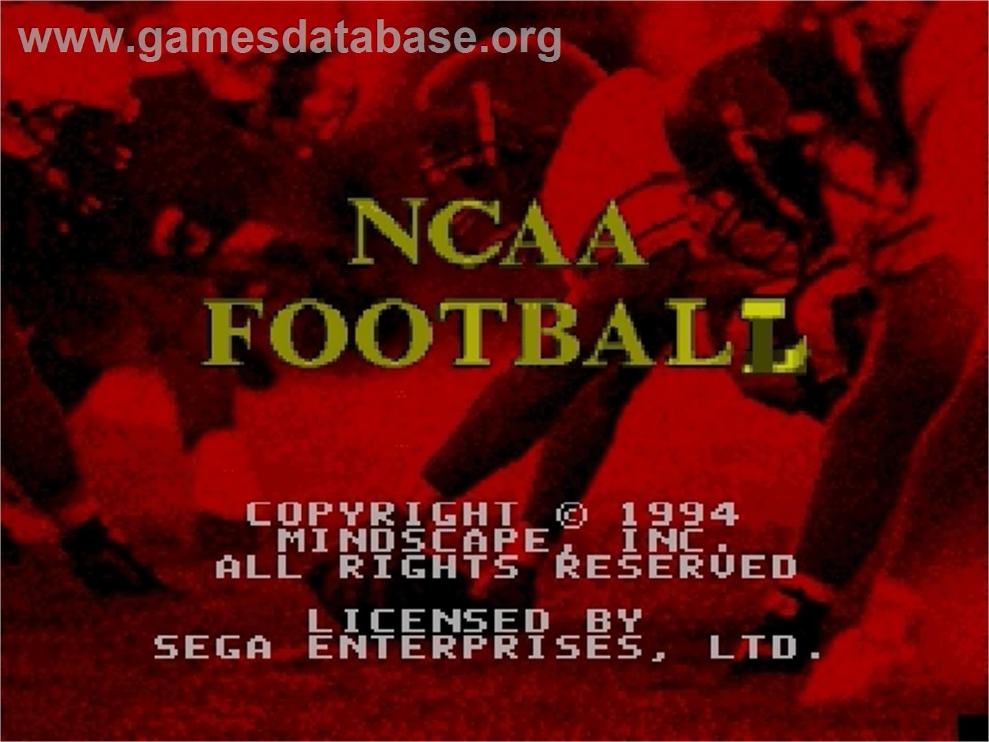NCAA Football - Sega Genesis - Artwork - Title Screen