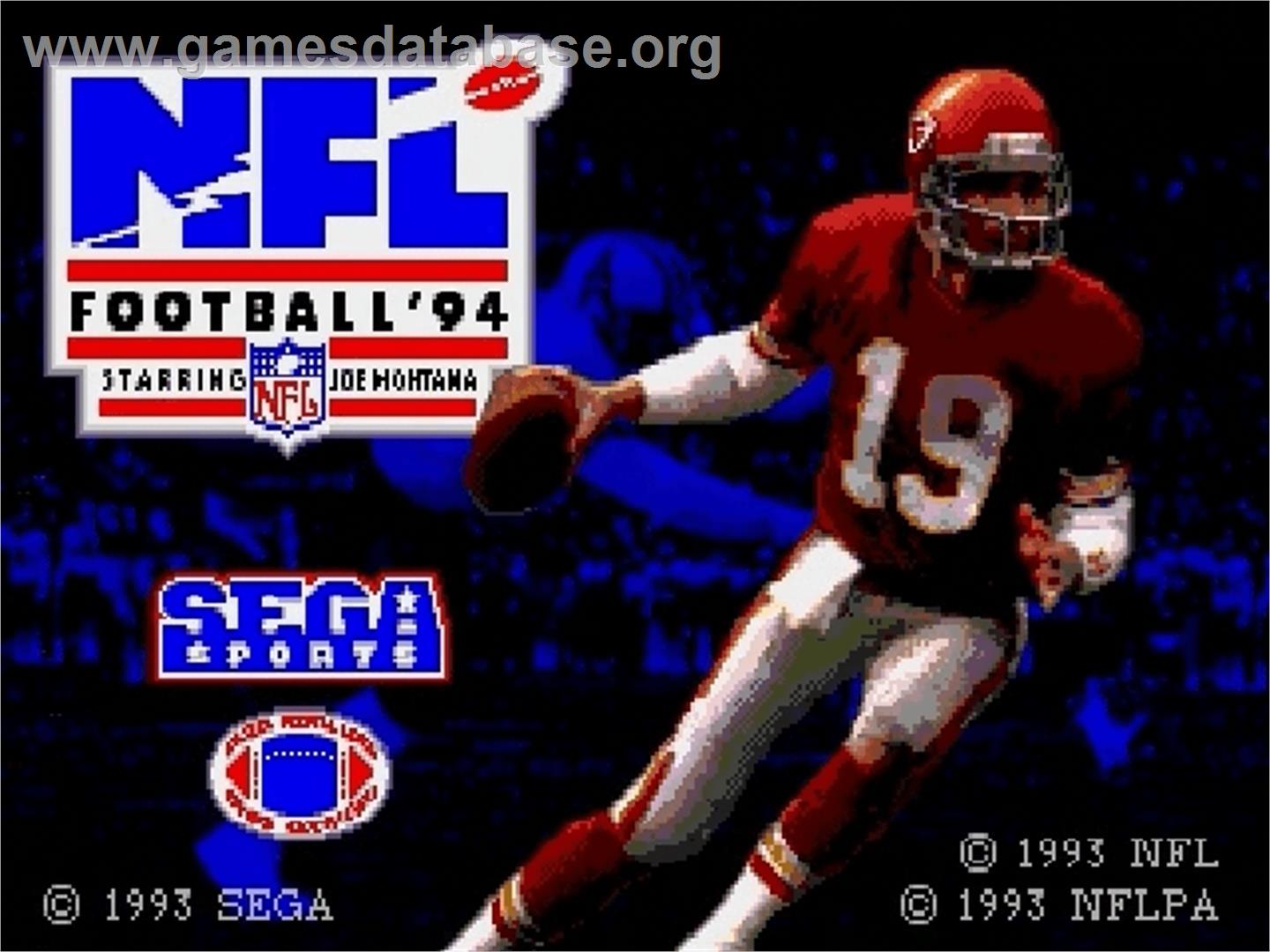 NFL Football '94 Starring Joe Montana - Sega Genesis - Artwork - Title Screen