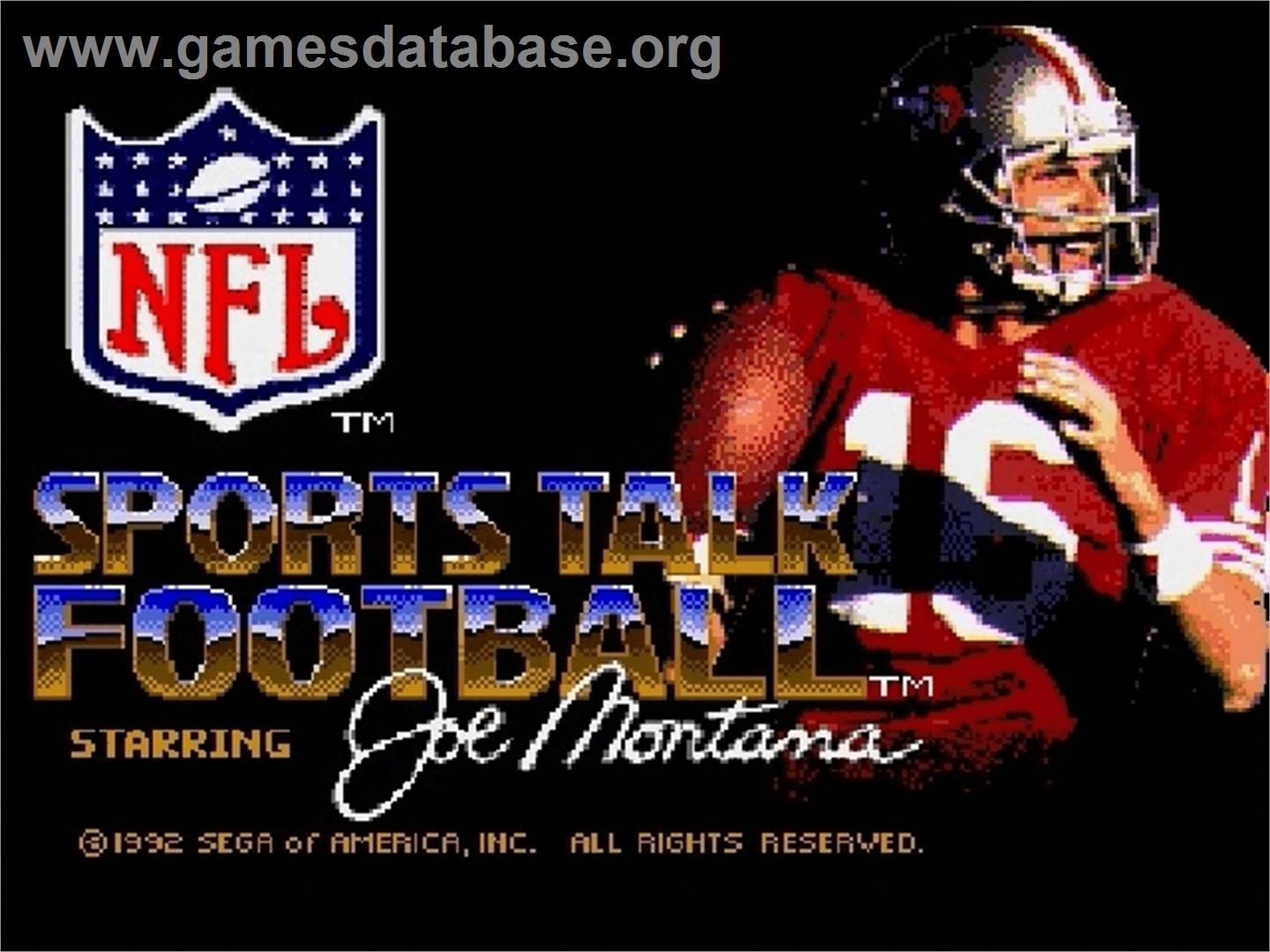 NFL Sports Talk Football '93 Starring Joe Montana - Sega Genesis - Artwork - Title Screen