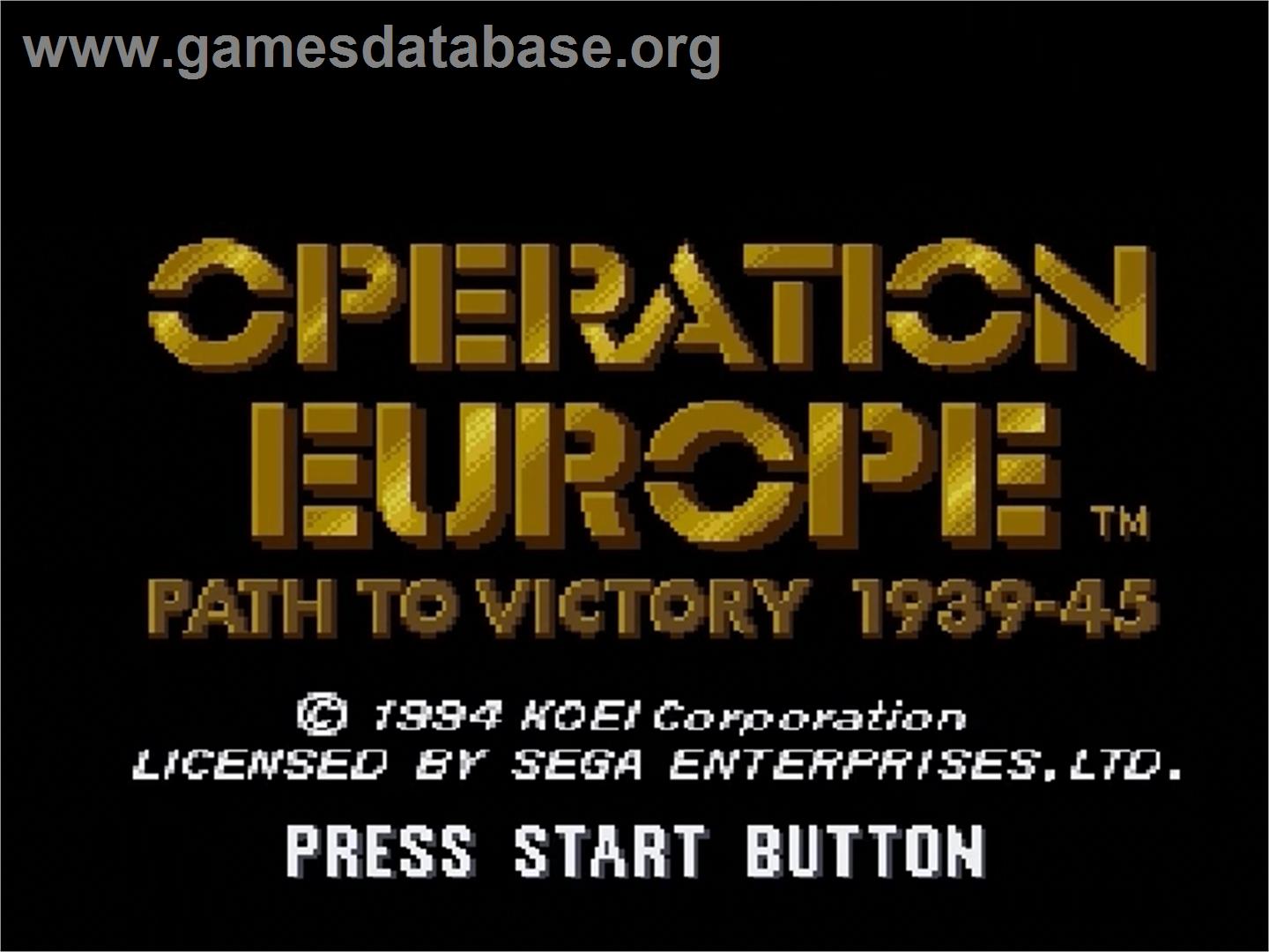 Operation Europe: Path to Victory 1939-45 - Sega Genesis - Artwork - Title Screen
