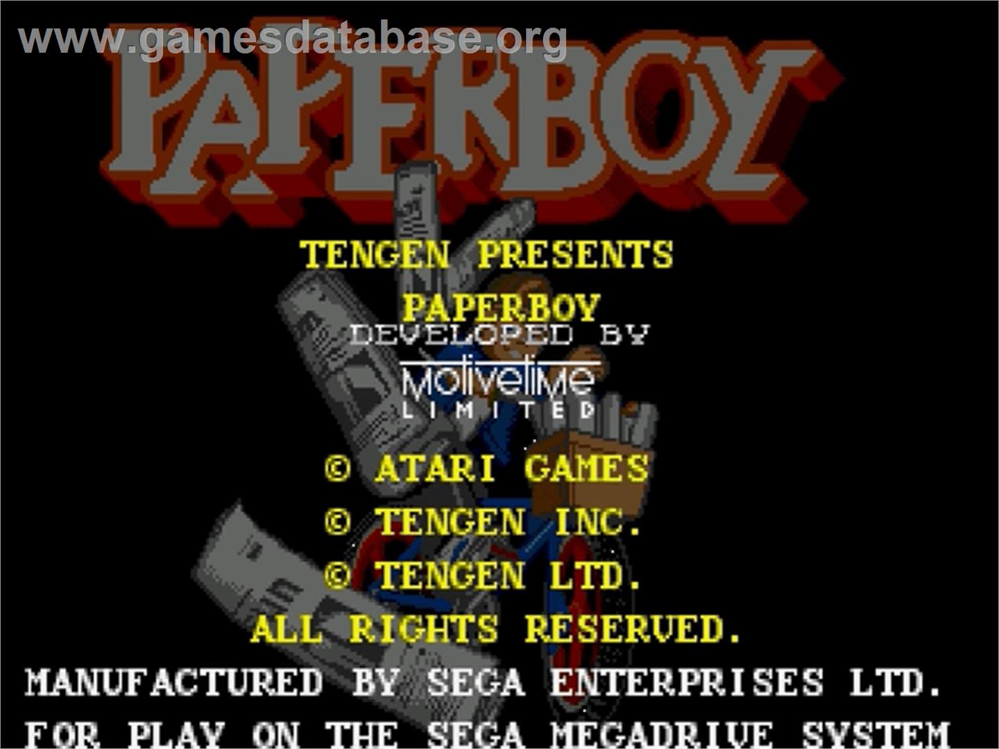 Paperboy - Sega Genesis - Artwork - Title Screen