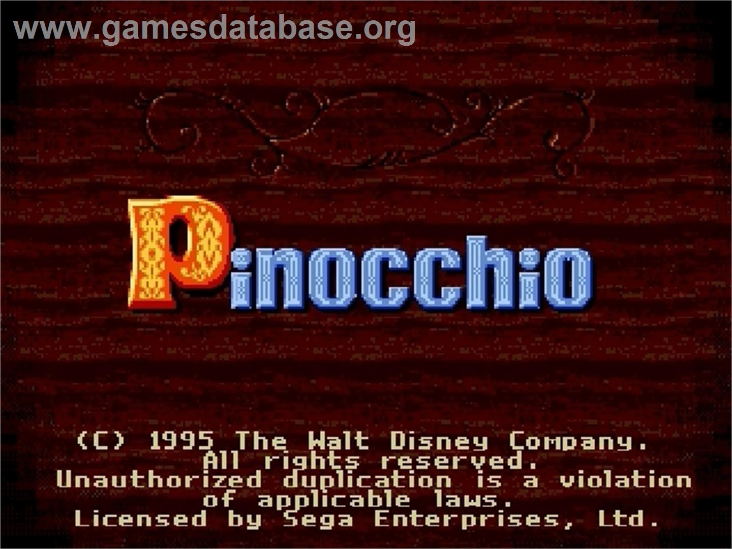 Pinocchio - Sega Genesis - Artwork - Title Screen