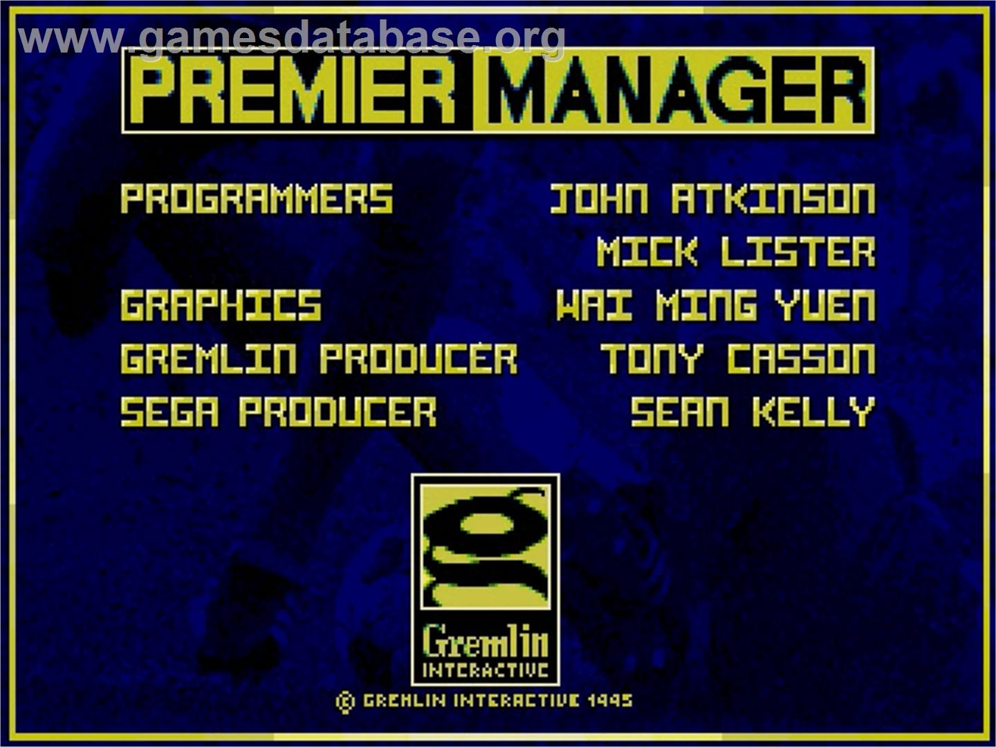 Premier Manager - Sega Genesis - Artwork - Title Screen