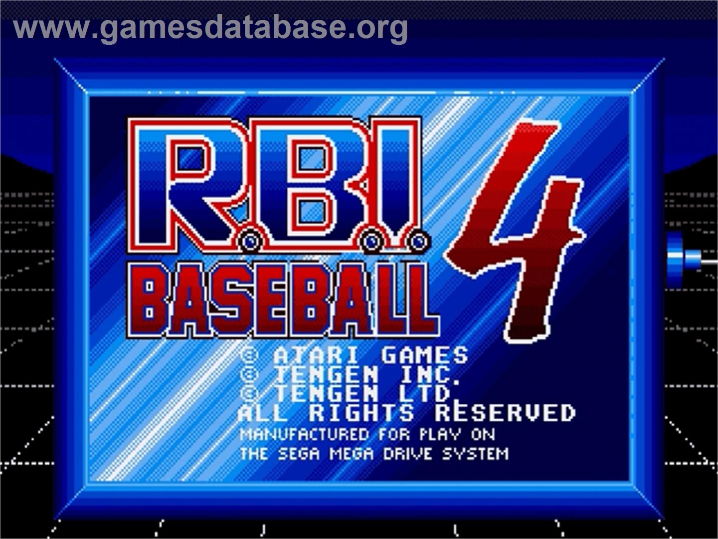 R.B.I. Baseball 4 - Sega Genesis - Artwork - Title Screen